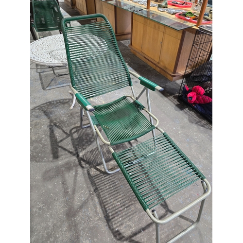 35 - 1 X METAL AND RATTAN GARDEN SUN LOUNGER