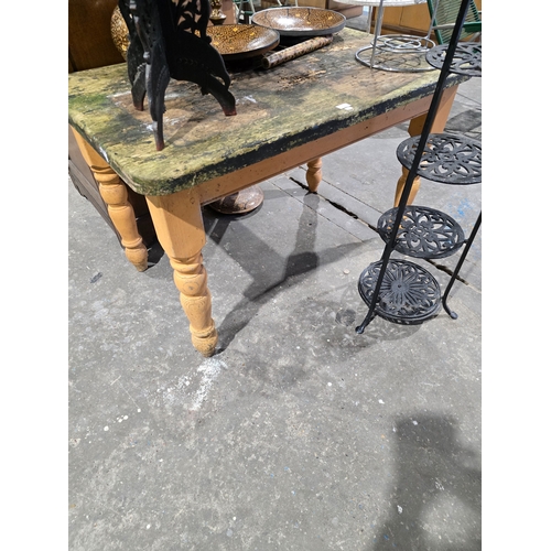 43 - 1 X VICTORIAN PINE KITCHEN TABLE