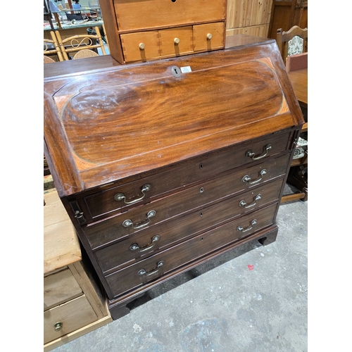 57 - 1 X GEORGIAN MAHOGANY INLAID BUREAU