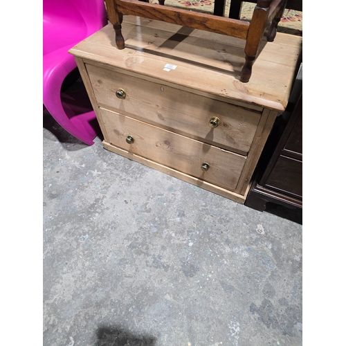 59 - 1 X VICTORIAN PINE 2 DRAWER CHEST OF DRAWERS