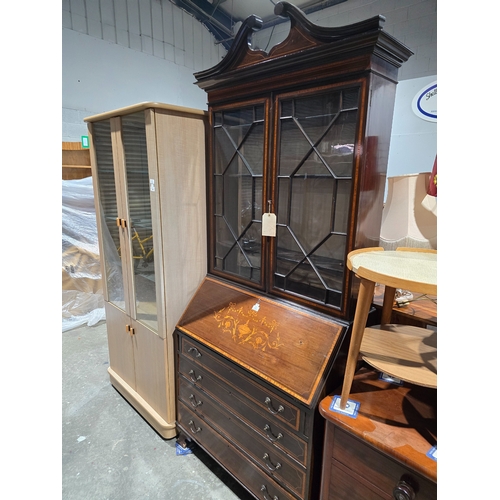 72 - 1 X 1930S INLAID BUREAU BOOK CASE