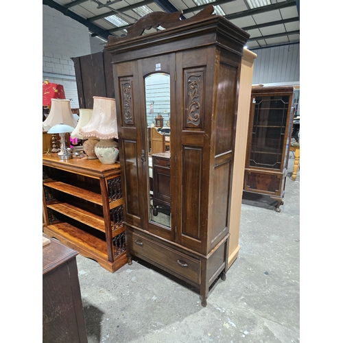 74 - 1 X MAHOAGANY EDWARDIAN SINGLE DRAWER MIRRORED WARDROBE