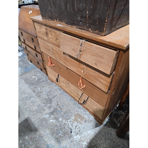 81 - 1 X PINE VICTORIAN 5 DRAWER CHEST OF DRAWERS