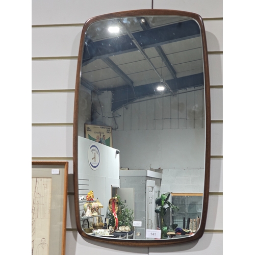 141 - 1 zx 1970s teak surround wall mirror