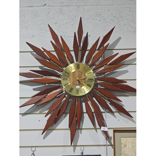 142 - seth thomas wodden sunburst wall clock