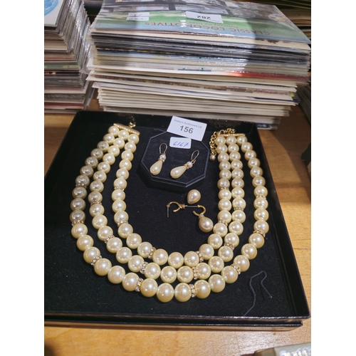 156 - the franklin mint pearl necklace and earring set