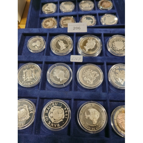 206 - 24 x various silver proof royal family coins queen elizabeth II including turks and caicos lady of t... 