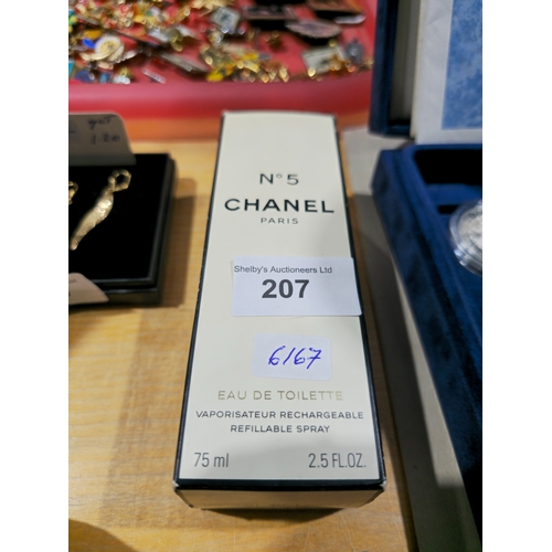 207 - 1 x as new in box chanel no5 eau de toilette refilable spray 75ml