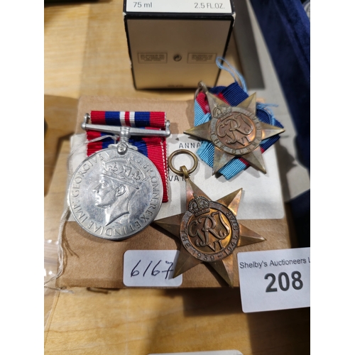 208 - 3 x ww2 re issue war medals