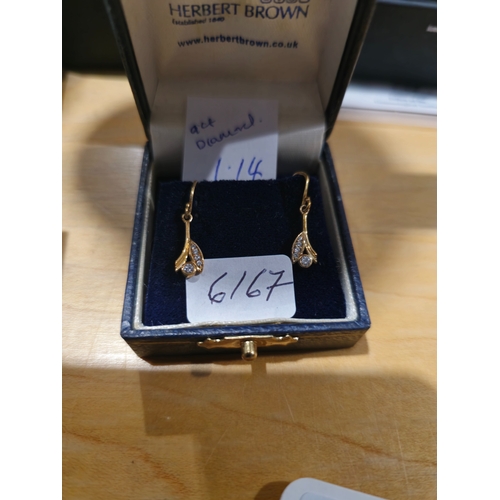 233 - pair of 9ct gold and diamond inset earrings 1.14 gram