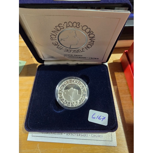 264 - 2003 silver proof £5 coin complete with box no certificate