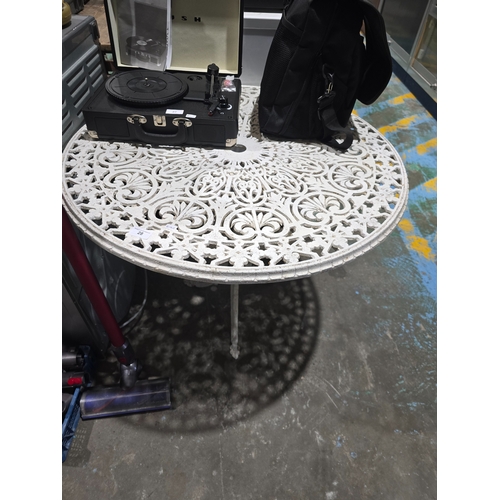 28 - cast metal white painted garden table