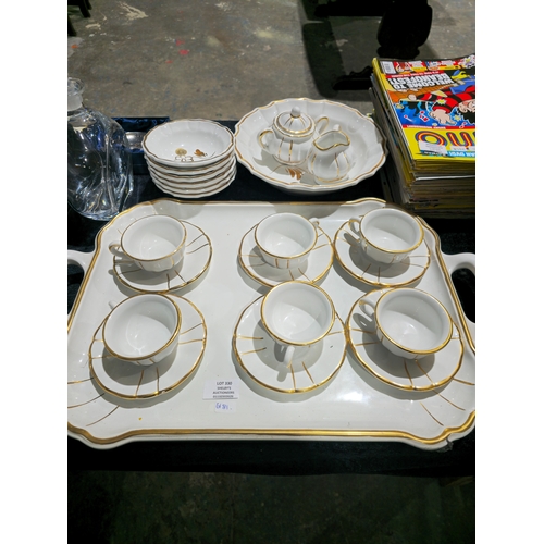 330 - selection of italian hand made tea set items with tray and bowls