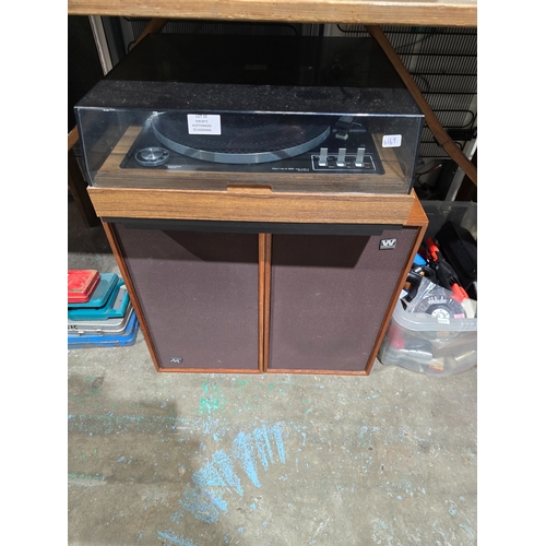 35 - garrard record player with wharfdale speakers