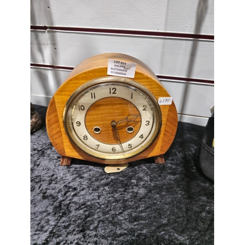 429 - 1940s wooden csed mantle clock made in england