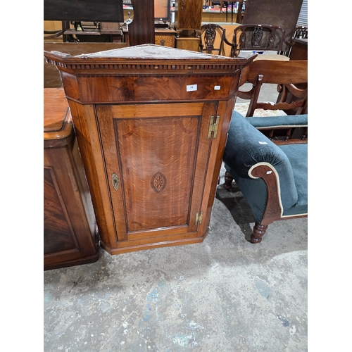 64 - georgian mixed wood in laid corner cabinet