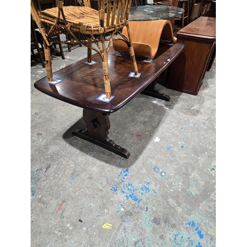 67 - ercol dark wood 6 ft dining table