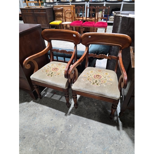 73 - pair of victorian mahogany arm chairs