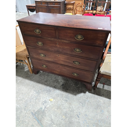 74 - 2 over 3 mahogany georgian chest of drawers