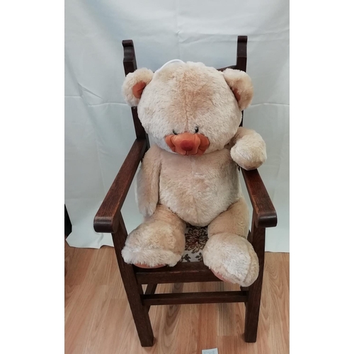 144 - Child's Oak Chair with Large Teddy