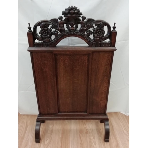 146 - Ornate Carved Oak Firescreen. This Item is Collection Only.