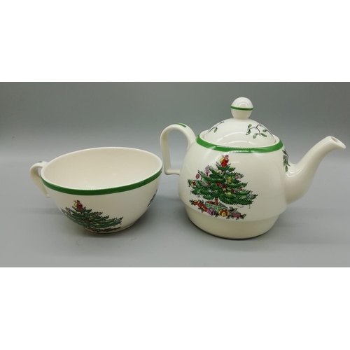 156 - Spode Tea for One Set in the 'Christmas Tree' Pattern