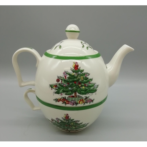 156 - Spode Tea for One Set in the 'Christmas Tree' Pattern