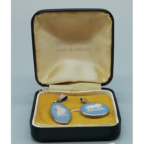 158 - Wedgwood Silver Mounted Jasper Pendants
