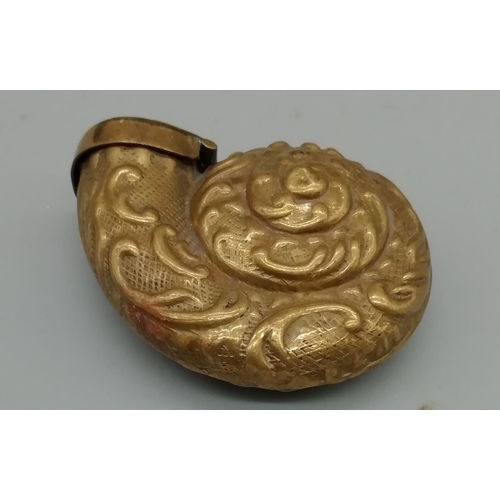 180 - Brass Shell Shaped Japanese Vesta Case
