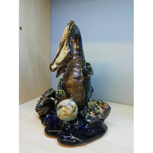 80B - Anita Harris 22cm Stoneware Lustre Treasure Dragon