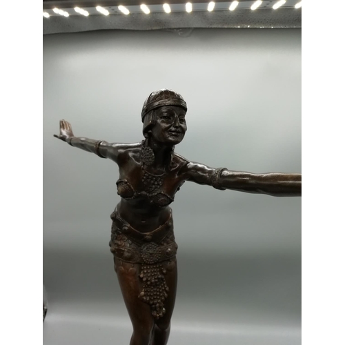 342 - French Bronze Lady Figure signed on Marble Plinth