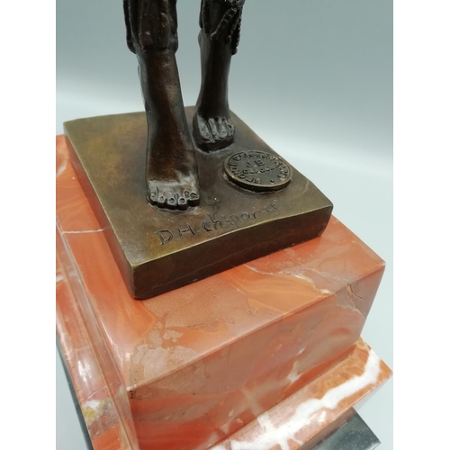 342 - French Bronze Lady Figure signed on Marble Plinth