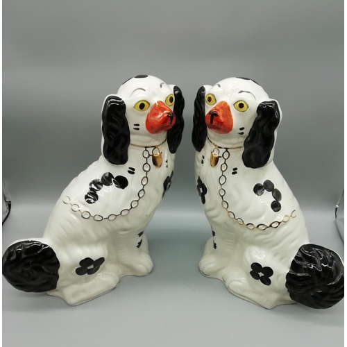 201 - Pair of Arthur Wood Staffordshire Mantle Dogs (1 A/F)