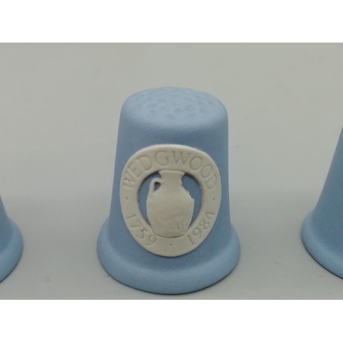 138 - Wedgwood Blue Jasperware Thimbles (3)