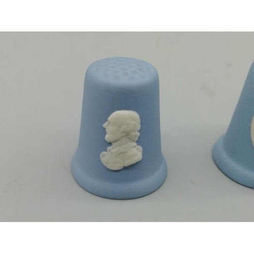 138 - Wedgwood Blue Jasperware Thimbles (3)