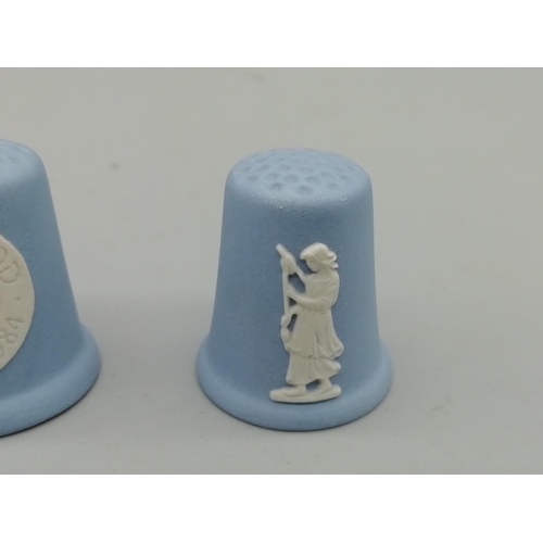 138 - Wedgwood Blue Jasperware Thimbles (3)