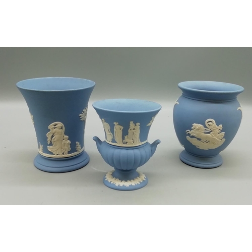 52 - Wedgwood Blue Jasper Vases (3)