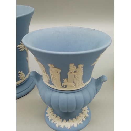 52 - Wedgwood Blue Jasper Vases (3)