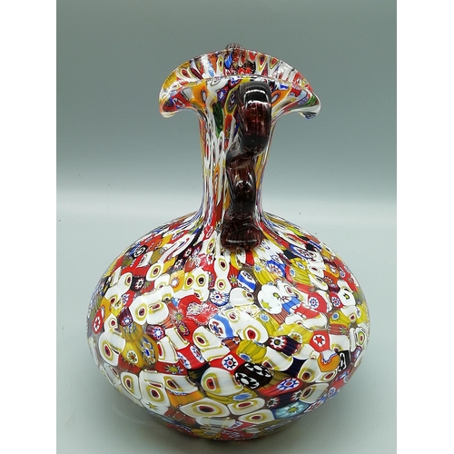 17 - Murano Millefiori Hand Blown Double Handled Vase