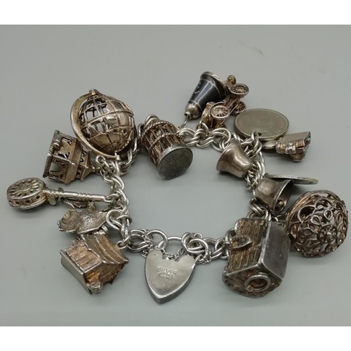 334 - Solid Silver Charm Bracelet - 71grams