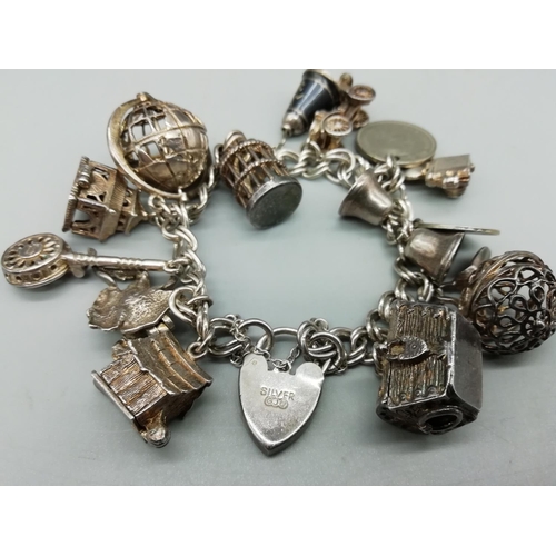 334 - Solid Silver Charm Bracelet - 71grams