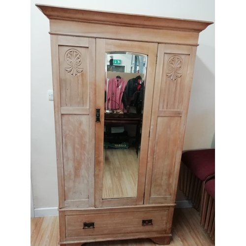 276 - Tall Pine Wardrobe with Drawer. 190cm x 111cm x 41cm. This Lot is Collection Only