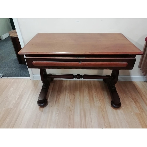 277 - Bun Foot and Stretcher Hall Table with Drawer. 104cm x 60cm x 76cm high. This Lot is Collection Only... 