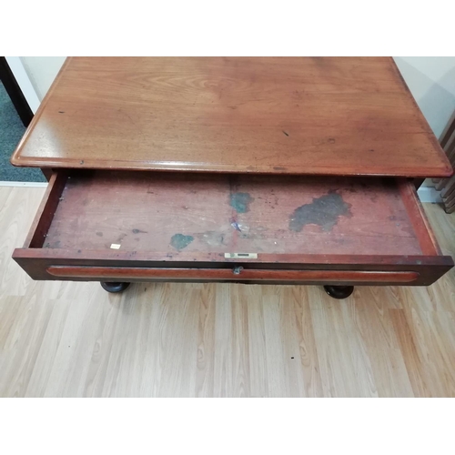 277 - Bun Foot and Stretcher Hall Table with Drawer. 104cm x 60cm x 76cm high. This Lot is Collection Only... 