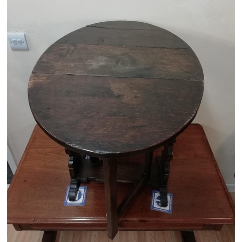 279 - Drop Leaf Rustic Table. 66cm high, 53cm deep, 75cm when open. When closed 28cm. This Lot is Collecti... 