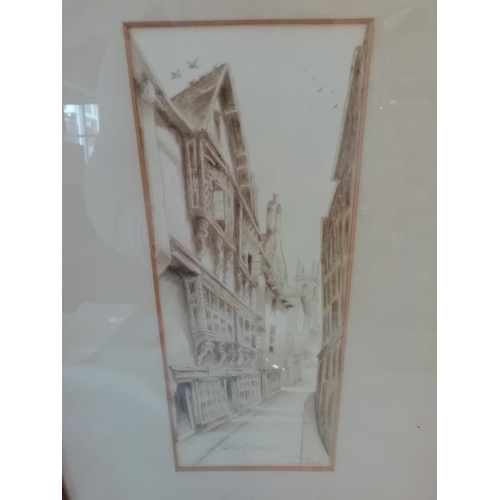 81 - Framed and Glazed Watercolour of 'Dartmouth' by J Watson. Dated 1928