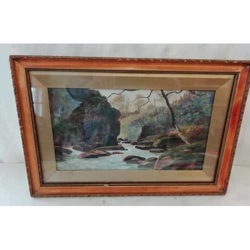 85 - Framed and Glazed Watercolour of 'The Rock, River Dargle, Co Wicklow, Ireland' by J.S.Wright. 48cm x... 