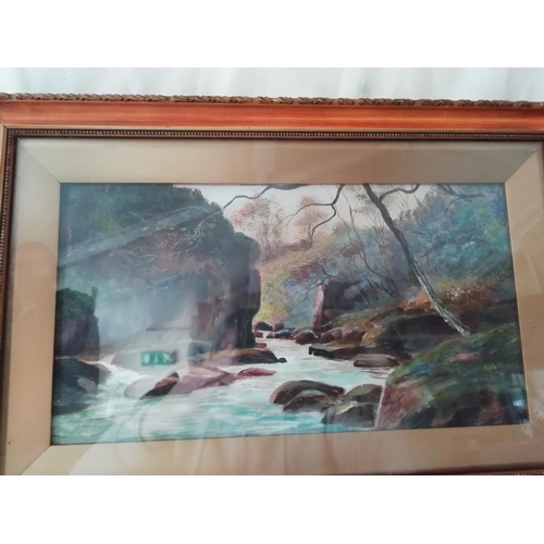 85 - Framed and Glazed Watercolour of 'The Rock, River Dargle, Co Wicklow, Ireland' by J.S.Wright. 48cm x... 