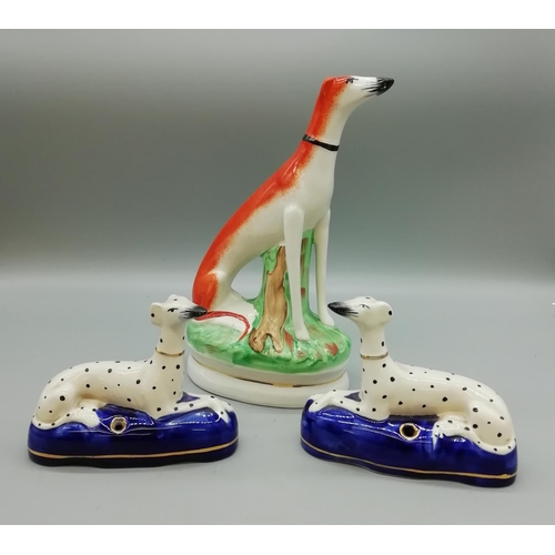 89 - Pair of Staffordshire Dogs Pen Holders plus One Other