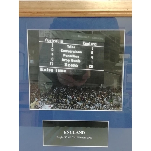 306 - Framed and Glazed 'England, Rugby World Cup Winners 2003'